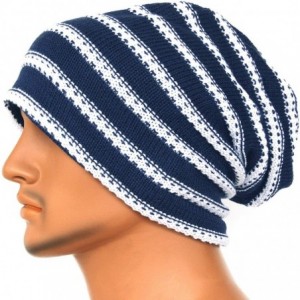 Skullies & Beanies Unisex Adult Winter Warm Slouch Beanie Long Baggy Skull Cap Stretchy Knit Hat Oversized - Navy - C0128YZK9...