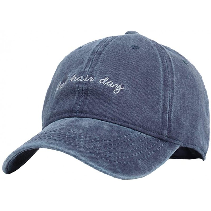 Baseball Caps Vintage Hat Bad-Hair-Day Dad Embroidered Baseball-Cap Distressed - Blue - C418O3U7NZH $8.30