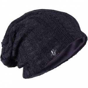 Skullies & Beanies Mens Slouchy Long Beanie Knit Cap for Summer Winter- Oversize - Charcoal-cable - CK18ZSR62XE $24.23