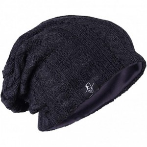 Skullies & Beanies Mens Slouchy Long Beanie Knit Cap for Summer Winter- Oversize - Charcoal-cable - CK18ZSR62XE $12.57