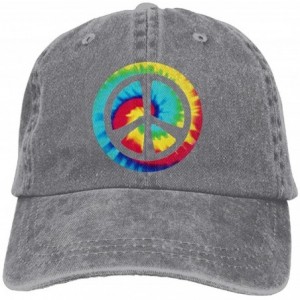 Baseball Caps Baseball Cap for Men and Women- Tie Dye Peace Sign Design and Adjustable Back Closure Trucker Cap - Ash - C418D...