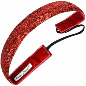 Headbands Womens Girls Headband - Non-Slip Velvet-Lined Sparkle Hairband - Viva Diva Red 1-Inch - CH11GJYSI07 $14.05