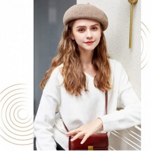 Berets Women Beret French Style Barret Hat Solid Color Wool Warm Hat - Khaki - CU18Z0YUL3Q $9.76