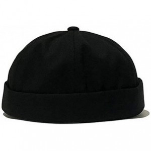 Skullies & Beanies Mens Adjustable Solid Brimless Hat Vogue Retro Skullcap Sailor Cap - Black - CY18Y05E0I5 $29.69
