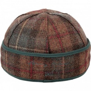 Newsboy Caps Button Up Cap - Decorative Wool Hat with Earflap - Black/Red Tartan - CW12O8Q4NUR $34.02