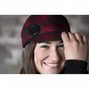 Newsboy Caps Button Up Cap - Decorative Wool Hat with Earflap - Black/Red Tartan - CW12O8Q4NUR $34.02