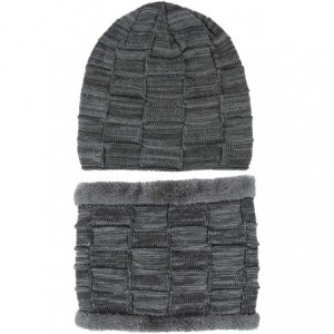 Skullies & Beanies Winter Beanie Hat Scarf Set Warm Thick Knit Hat Skull Cap for Men Women - Grey - C218M7CSANC $10.22