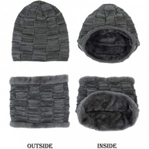 Skullies & Beanies Winter Beanie Hat Scarf Set Warm Thick Knit Hat Skull Cap for Men Women - Grey - C218M7CSANC $10.22