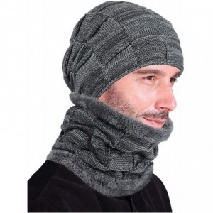 Skullies & Beanies Winter Beanie Hat Scarf Set Warm Thick Knit Hat Skull Cap for Men Women - Grey - C218M7CSANC $10.22