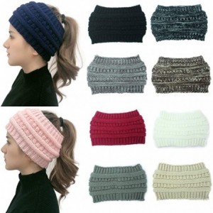 Skullies & Beanies Women Fashion Outdoor Solid Splice Hats Crochet Knit Holey Beanie Cap Headband - White - C418A0ZNNG5 $8.90