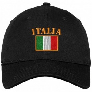 Baseball Caps Italia Flag Embroidered Unisex Adult Flat Solid Buckle Cotton Unstructured Hat Low Profile Cap - Black- One Siz...