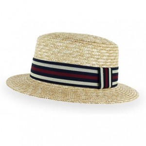 Fedoras Belfry Boater Straw Skimmer Adjustable Spring Summer Fedora Hat - Natural - CY1979SX9UQ $54.25