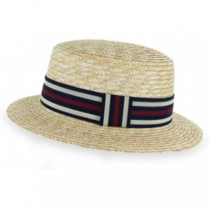 Fedoras Belfry Boater Straw Skimmer Adjustable Spring Summer Fedora Hat - Natural - CY1979SX9UQ $54.25