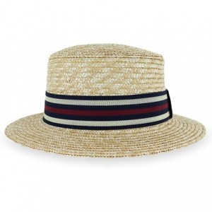 Fedoras Belfry Boater Straw Skimmer Adjustable Spring Summer Fedora Hat - Natural - CY1979SX9UQ $54.25