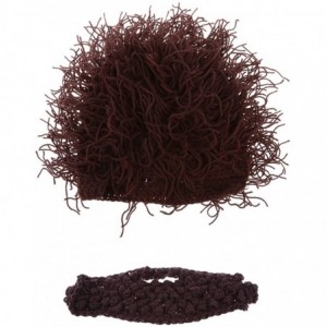 Skullies & Beanies Mens Boy Funny Wig Beard Hats Mad Caveman Winter Wool Knit Warm Hat Beanies - Brown - CS186DI9TC5 $15.90