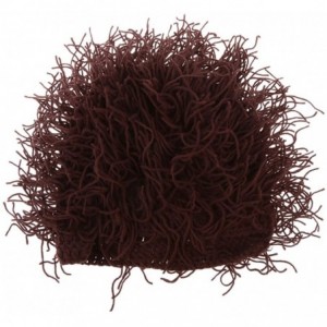 Skullies & Beanies Mens Boy Funny Wig Beard Hats Mad Caveman Winter Wool Knit Warm Hat Beanies - Brown - CS186DI9TC5 $15.90