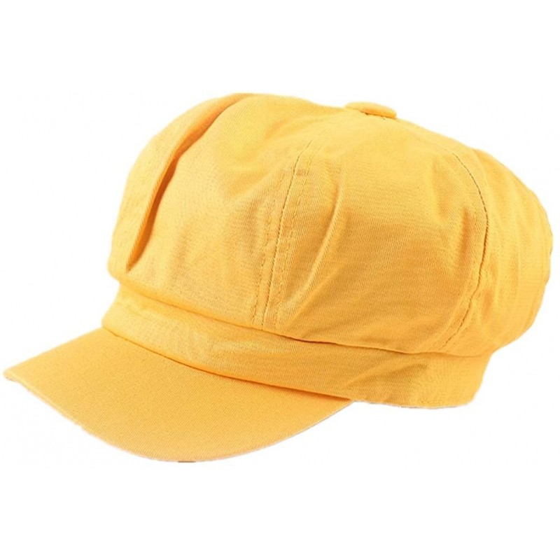 Newsboy Caps Summer Newsboy Cap Women 100% Cotton Plain Blank 8 Panel Gatsby Apple Cabbie Cap Hat - 05 Yellow - CA18WKYM5A6 $...