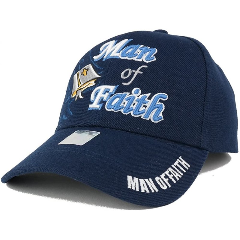 Baseball Caps Man of Faith Embroidered Christian Theme Adjustable Baseball Cap - Navy - C312NVHPCEZ $15.69