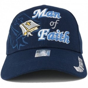 Baseball Caps Man of Faith Embroidered Christian Theme Adjustable Baseball Cap - Navy - C312NVHPCEZ $15.69