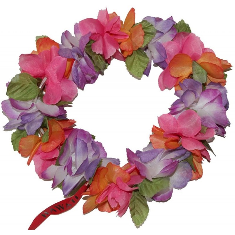 Headbands The Purple/Orange/Pink Hawaii Elastic Headband-haku lei - C411JVHG4DH $8.24