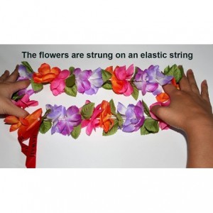 Headbands The Purple/Orange/Pink Hawaii Elastic Headband-haku lei - C411JVHG4DH $8.24