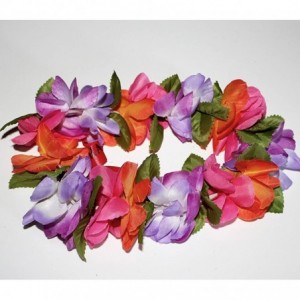 Headbands The Purple/Orange/Pink Hawaii Elastic Headband-haku lei - C411JVHG4DH $8.24