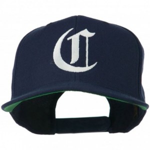 Baseball Caps Large Old English C Embroidered Flat Bill Cap - Navy - CH11MJ3MSUD $26.03