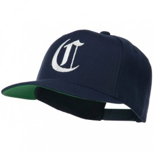 Baseball Caps Large Old English C Embroidered Flat Bill Cap - Navy - CH11MJ3MSUD $26.03