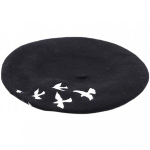 Berets Pattern Embroidered Embroidery Vintage - Black - CD18OMCUWH6 $12.96