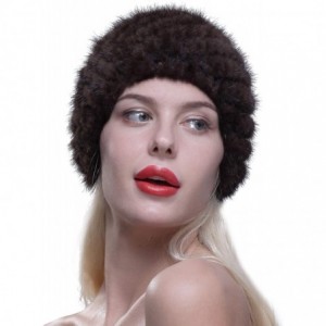 Skullies & Beanies Women's Fur Hat Real Mink Fur Knit Beanie Cap Multicolor - Coffee - CP12N0F2G85 $60.68