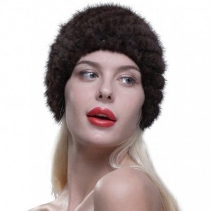 Skullies & Beanies Women's Fur Hat Real Mink Fur Knit Beanie Cap Multicolor - Coffee - CP12N0F2G85 $39.90
