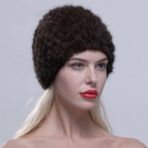 Skullies & Beanies Women's Fur Hat Real Mink Fur Knit Beanie Cap Multicolor - Coffee - CP12N0F2G85 $39.90