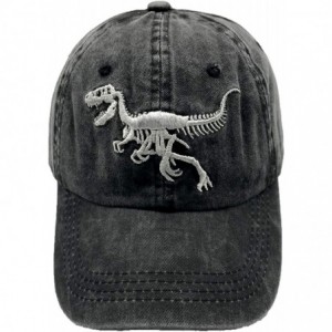 Baseball Caps Men's Dinosaur Hat Embroidered T-Rex Skeleton Baseball Cap - Dino - Black - CT1952KQ88O $26.15