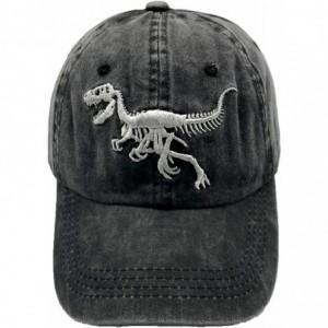 Baseball Caps Men's Dinosaur Hat Embroidered T-Rex Skeleton Baseball Cap - Dino - Black - CT1952KQ88O $13.08