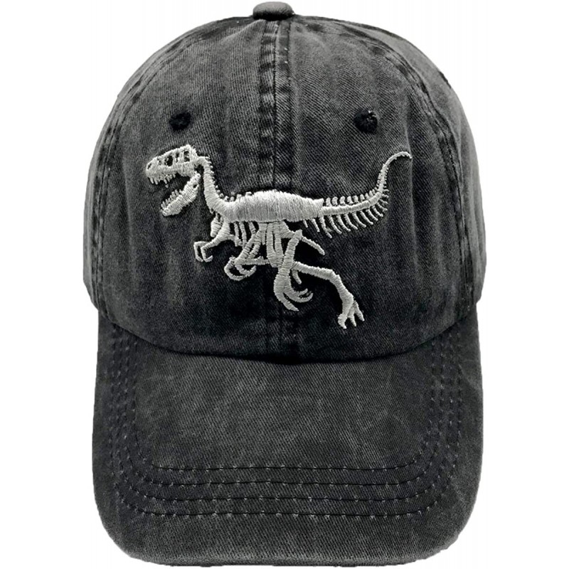 Baseball Caps Men's Dinosaur Hat Embroidered T-Rex Skeleton Baseball Cap - Dino - Black - CT1952KQ88O $13.08