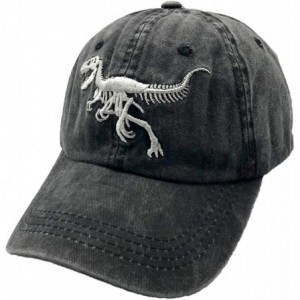 Baseball Caps Men's Dinosaur Hat Embroidered T-Rex Skeleton Baseball Cap - Dino - Black - CT1952KQ88O $13.08