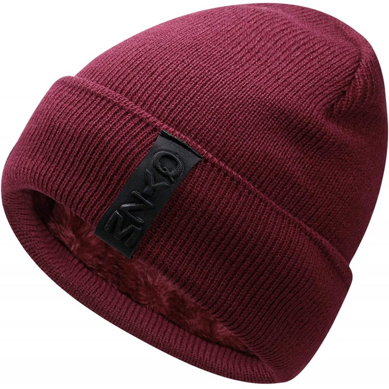 Skullies & Beanies Knit Beanie Warm Thick Lined Hat Mens Winter Skull Cap Unisex Beanie Cap - Red - CC18IE8THCT $27.77