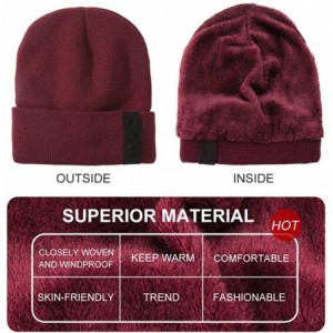 Skullies & Beanies Knit Beanie Warm Thick Lined Hat Mens Winter Skull Cap Unisex Beanie Cap - Red - CC18IE8THCT $16.59