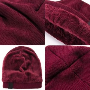 Skullies & Beanies Knit Beanie Warm Thick Lined Hat Mens Winter Skull Cap Unisex Beanie Cap - Red - CC18IE8THCT $16.59