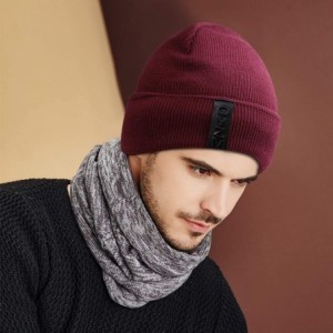 Skullies & Beanies Knit Beanie Warm Thick Lined Hat Mens Winter Skull Cap Unisex Beanie Cap - Red - CC18IE8THCT $16.59