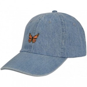 Baseball Caps Monarch Butterfly Embroidered Dad Cap Hat Adjustable Polo Style Unconstructed - Lt. Blue Denim - C9185E36I30 $1...