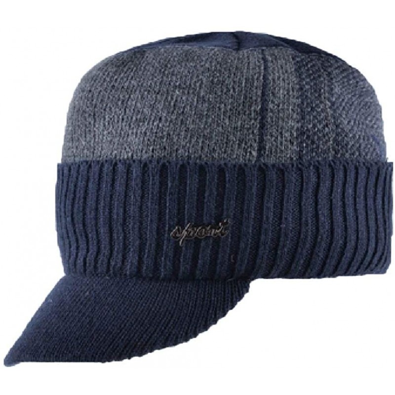 Baseball Caps Winter Military Hats Bone Baseball Knitted Wool Caps Warm Gorros Scarf Set - Blue - C71878G283M $15.43