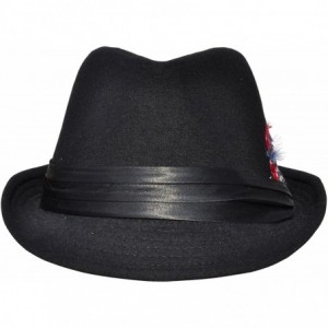 Fedoras Unisex Women Men Short Brim Structured Gangster Manhattan Trilby Fedora Hat - Black/Red Fur - C818668C6WS $13.49