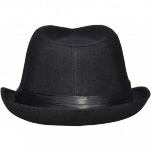 Fedoras Unisex Women Men Short Brim Structured Gangster Manhattan Trilby Fedora Hat - Black/Red Fur - C818668C6WS $13.49