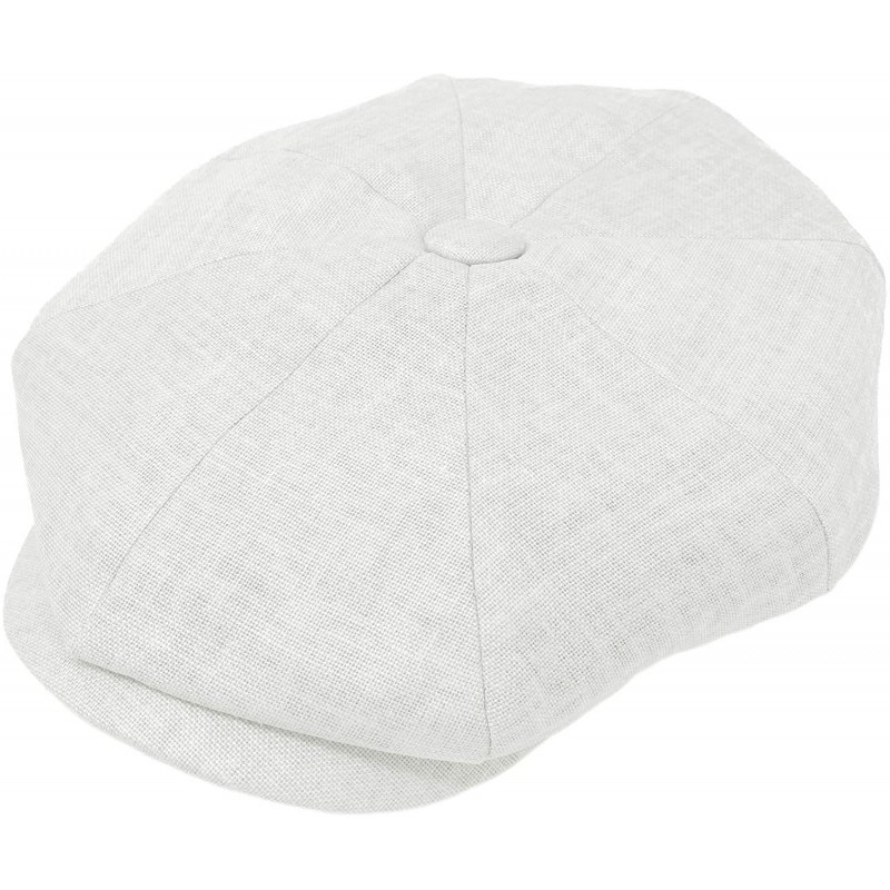 Newsboy Caps Men's 100% Linen Snap Front Newsboy Drivers Cabbie Gatsby Apple Cap Hat - Solid White - C51962SZ495 $15.39