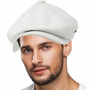 Newsboy Caps Men's 100% Linen Snap Front Newsboy Drivers Cabbie Gatsby Apple Cap Hat - Solid White - C51962SZ495 $15.39