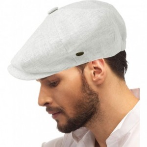 Newsboy Caps Men's 100% Linen Snap Front Newsboy Drivers Cabbie Gatsby Apple Cap Hat - Solid White - C51962SZ495 $15.39