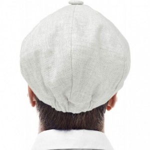 Newsboy Caps Men's 100% Linen Snap Front Newsboy Drivers Cabbie Gatsby Apple Cap Hat - Solid White - C51962SZ495 $15.39