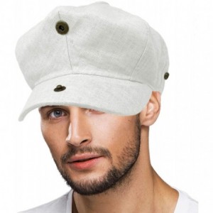 Newsboy Caps Men's 100% Linen Snap Front Newsboy Drivers Cabbie Gatsby Apple Cap Hat - Solid White - C51962SZ495 $15.39