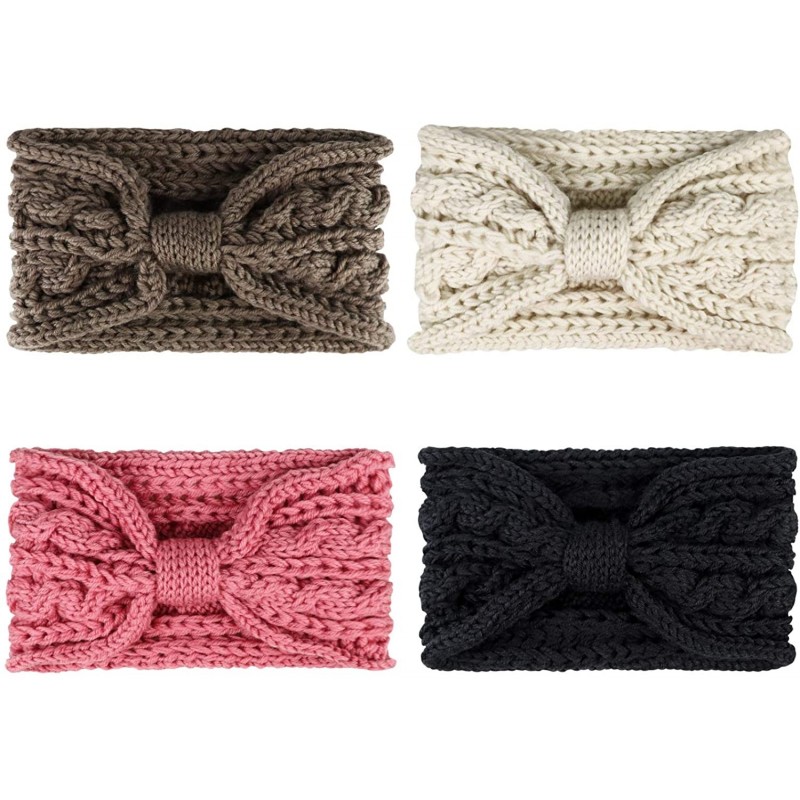 Headbands Crochet Turban Headband for Women Warm Bulky Crocheted Headwrap - 4 Pack Crochet - CY18A4OE6YU $8.39